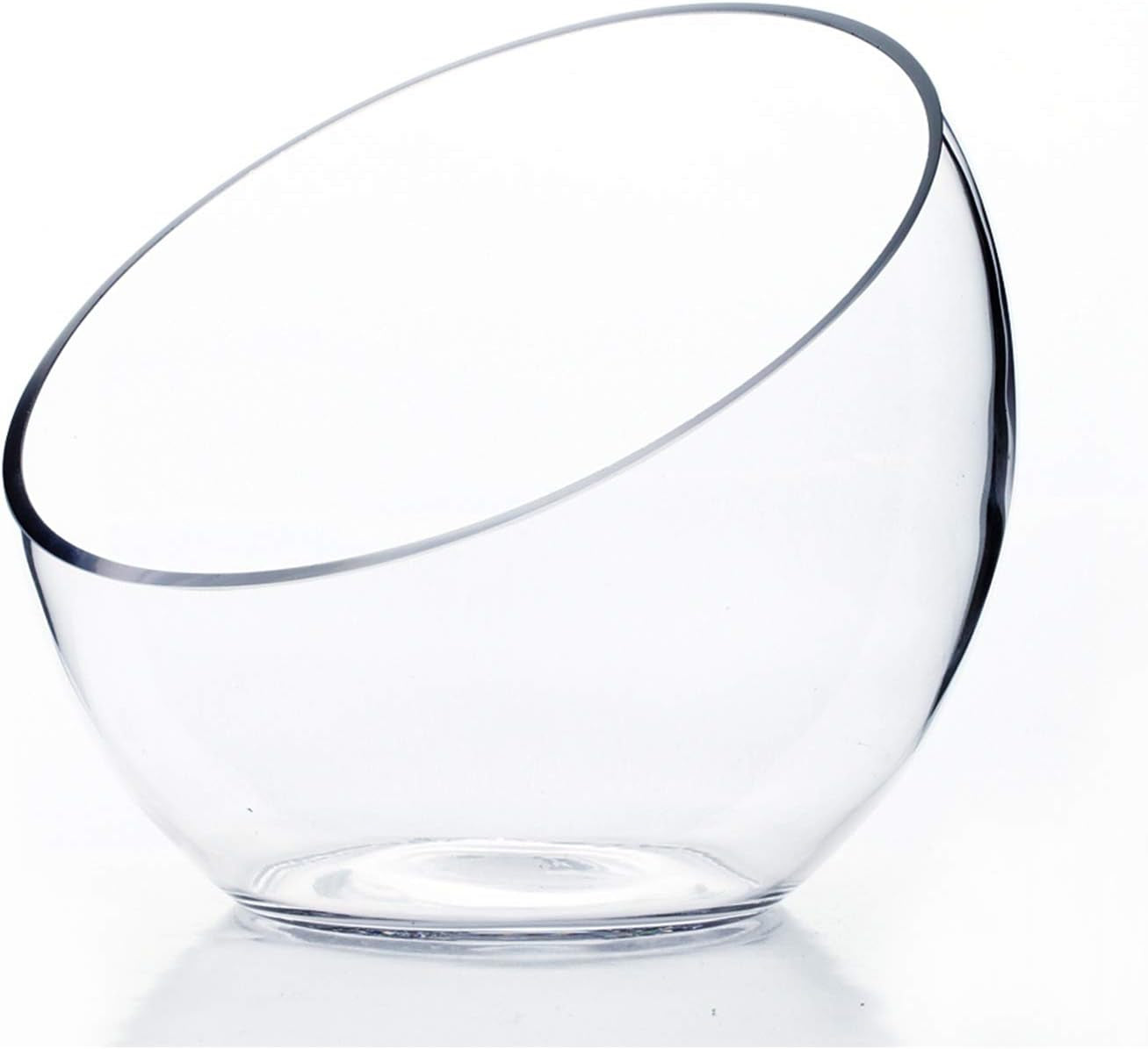 Clear Slant Cut Bowl Glass Vase, Glass Terrarium, Candy Dish, Glassware, Slant Cut, 7" Width, 6" Height (1 Piece)