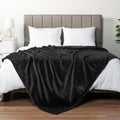 Black Fleece Bed Blanket Queen Size, Super Soft Fuzzy Flannel Throw for Couch Sofa, Luxury Plush Microfiber Large Throw Blanket Queen Bed, Home Cozy Velvet Gift Blanket, 90X90