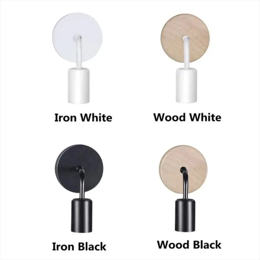 Retro E27 Wall Lamp Wrought Iron Wooden Modern Minimalist Lighting Fixture Living Room Bedroom Study Corridor Indoor Lighting