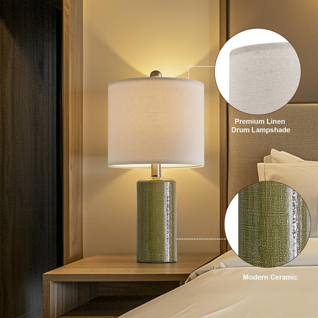 20.25" Small Table Lamps Set of 2 Modern Ceramic Lamps for Living Room