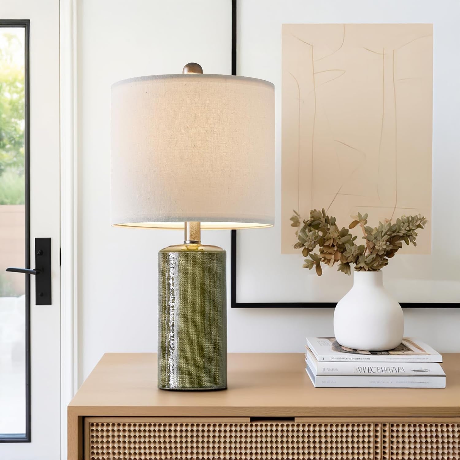 20.25" Small Table Lamps Set of 2 Modern Ceramic Lamps for Living Room