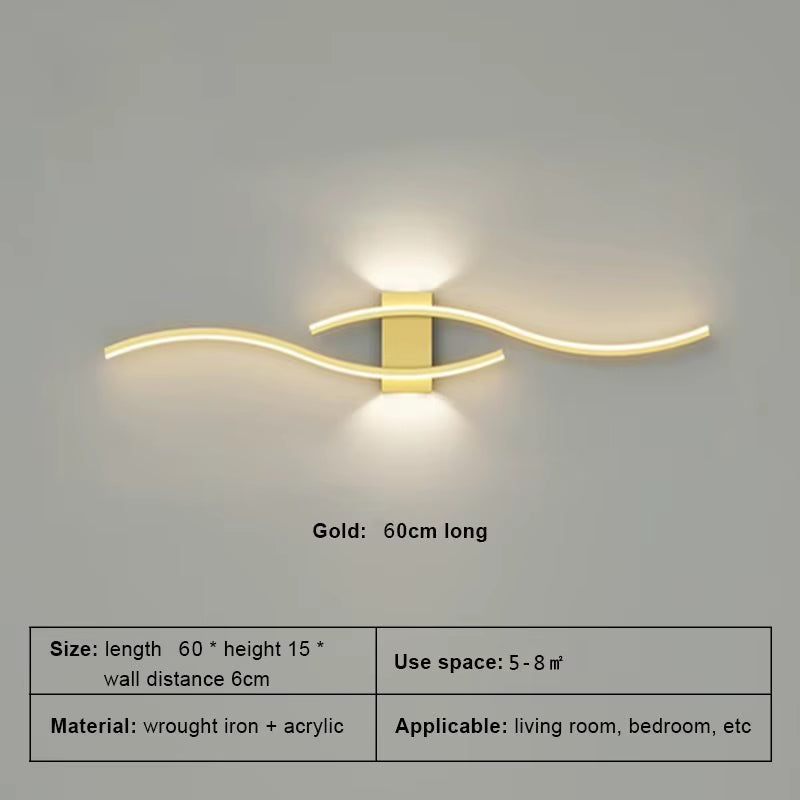 Moder LED Wall Lamp Long Strip Wall Lamps TV Background Decorative Lighting for Bedroom Living Room Home Indoor Lighting Fixture
