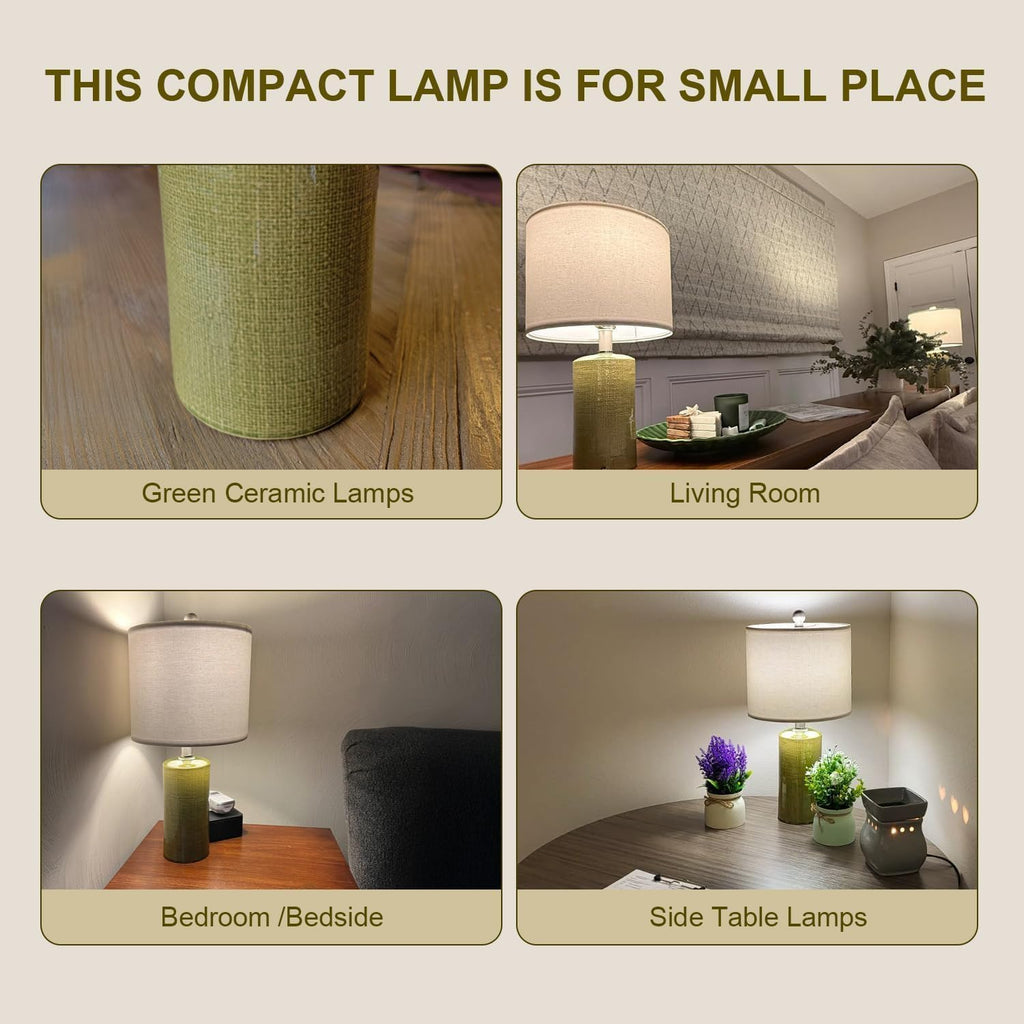 20.25" Small Table Lamps Set of 2 Modern Ceramic Lamps for Living Room