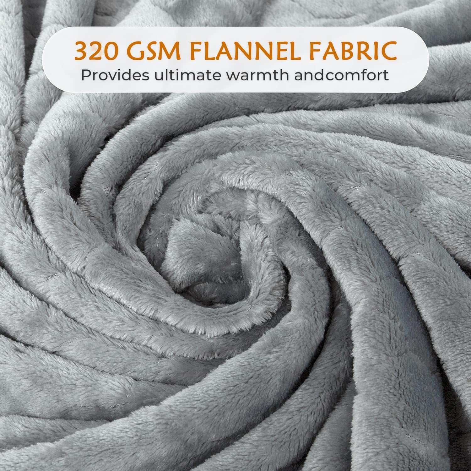 Fleece Blanket Super Soft Cozy Throw Blanket 50" X 60", Lightweight Fuzzy Comfy Textured Flannel Blanket Warm Plush Throw Blankets for Couch, Sofa, Bed, Light Grey