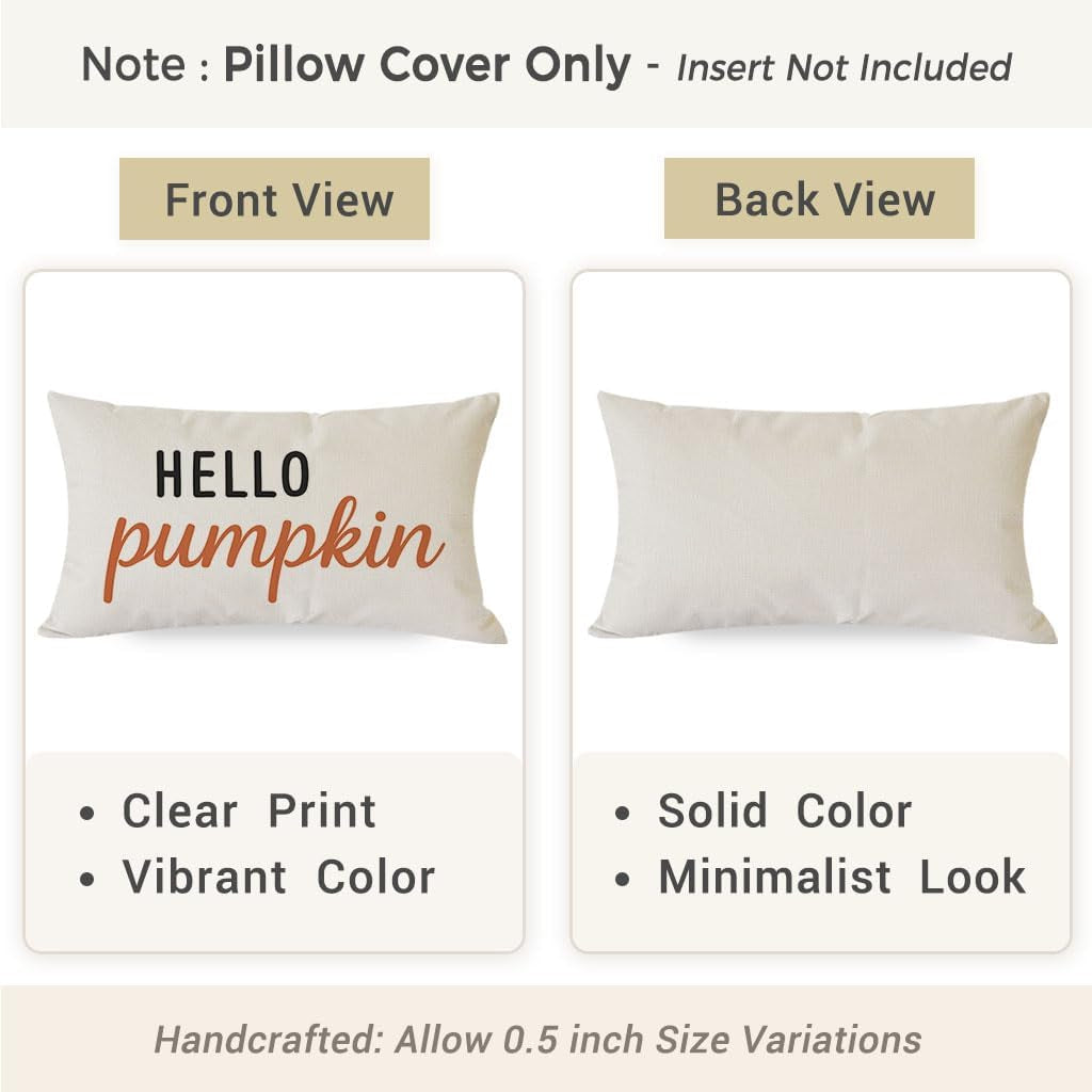 Fall Throw Pillow Covers 12X20, Fall Decorations for Home
