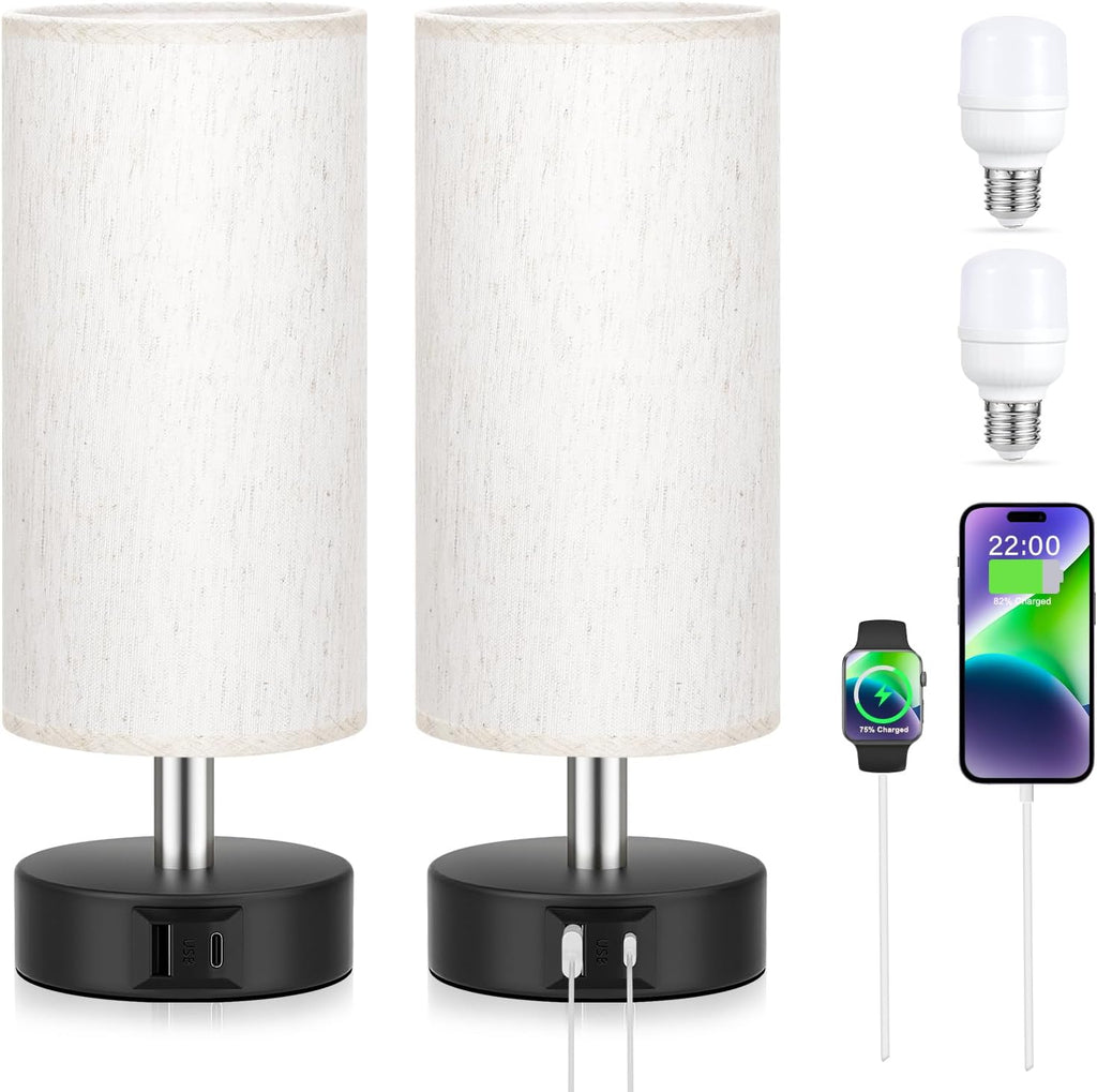 Small Table Lamps for Bedroom Set of 2 - Touch Lamps with 3 Way Dimmable