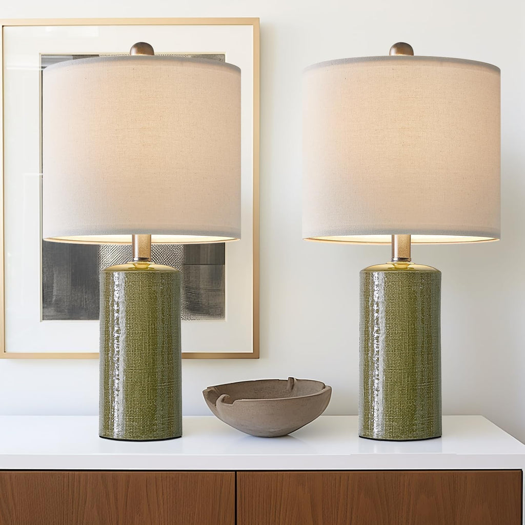 20.25" Small Table Lamps Set of 2 Modern Ceramic Lamps for Living Room