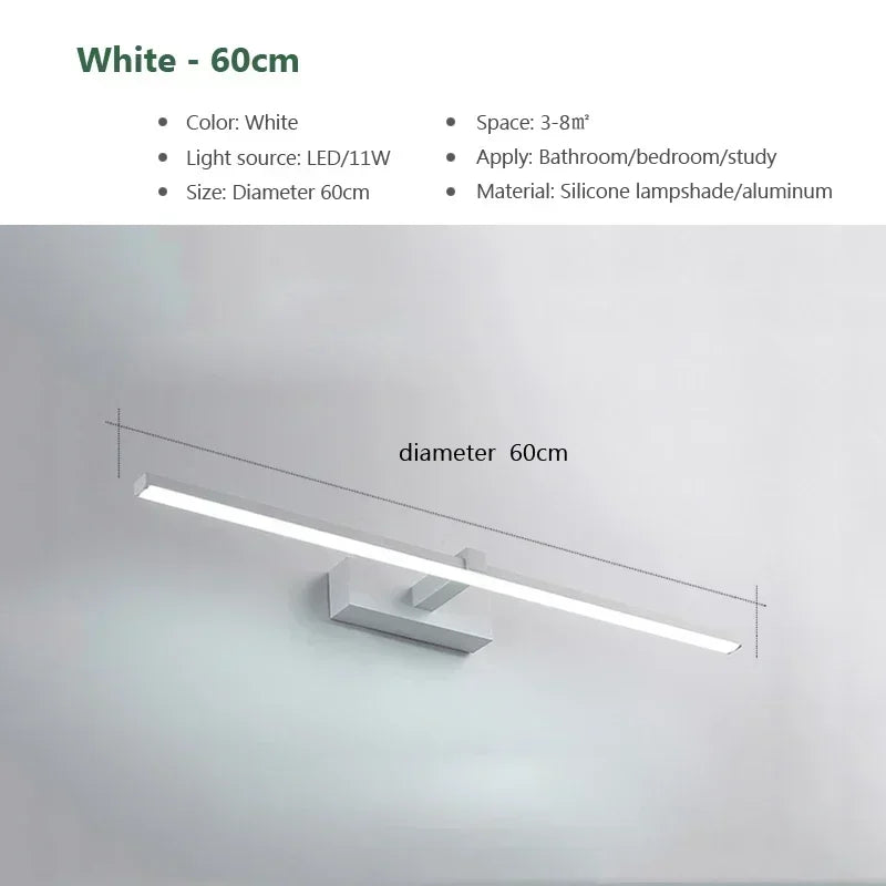 Modern LED Vanity Mirror Wall Light for Bathroom Makeup Mirror Headlamp Indoor Lighting Fixture Sconce Decor