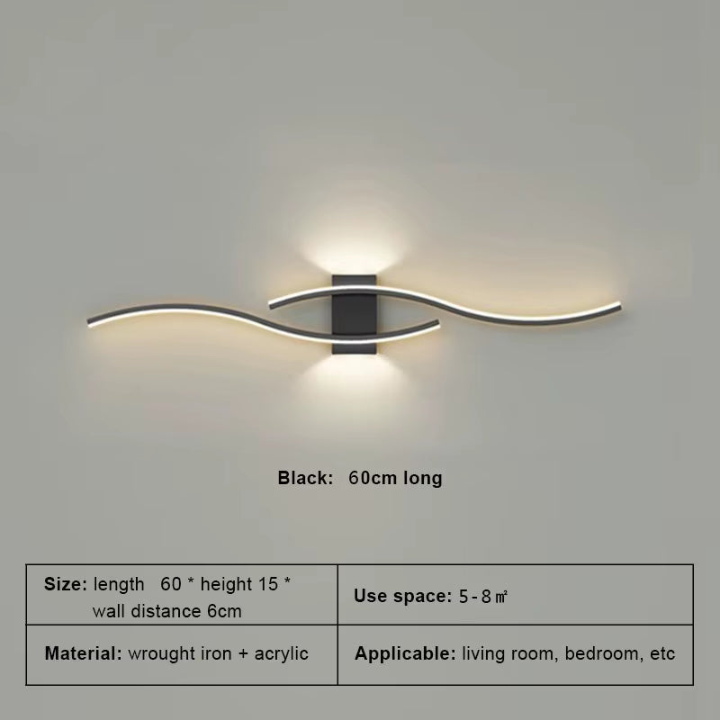 Moder LED Wall Lamp Long Strip Wall Lamps TV Background Decorative Lighting for Bedroom Living Room Home Indoor Lighting Fixture