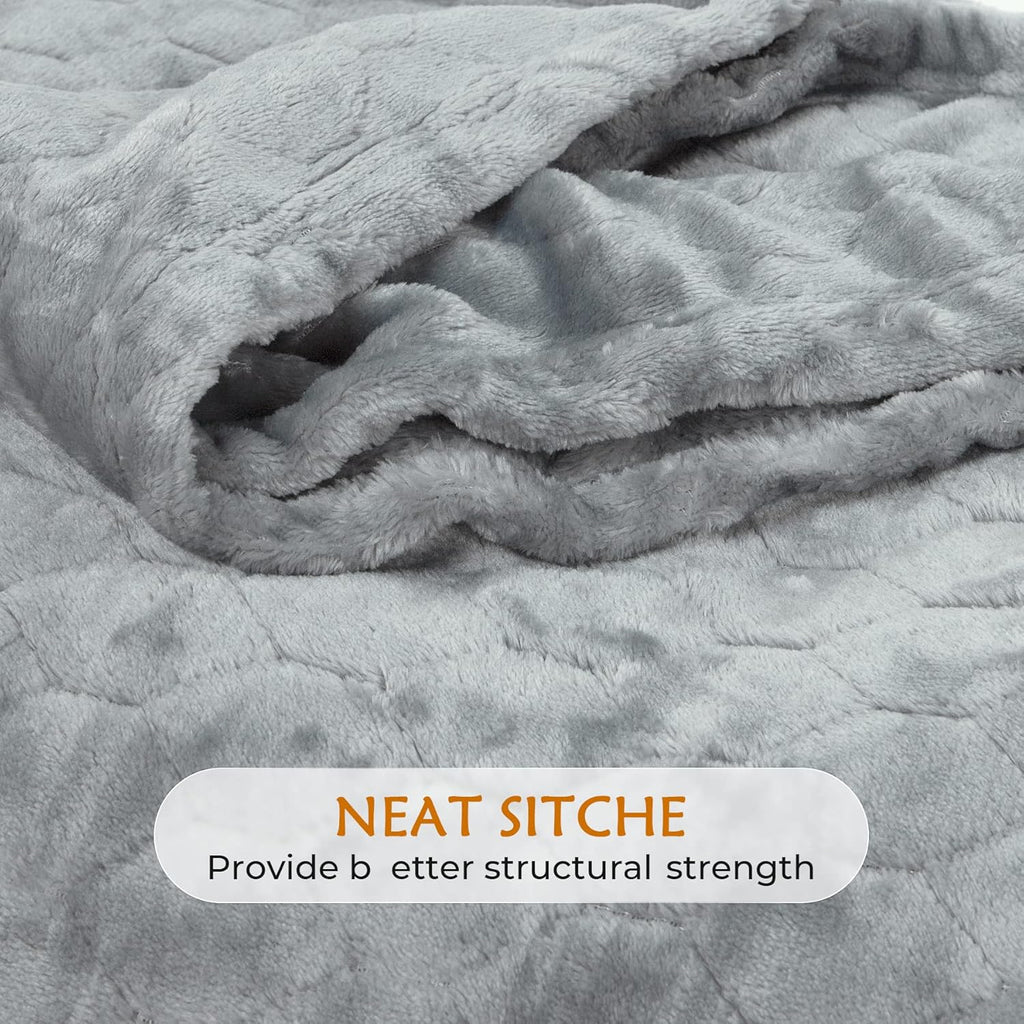 Fleece Blanket Super Soft Cozy Throw Blanket 50" X 60", Lightweight Fuzzy Comfy Textured Flannel Blanket Warm Plush Throw Blankets for Couch, Sofa, Bed, Light Grey