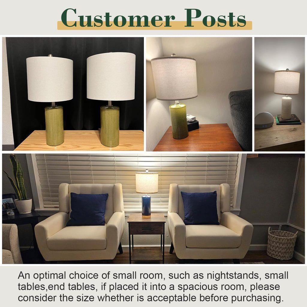 Small Table Lamps Set of 2 for Living Room 20.25" Blue Lamps Bedside Lamps