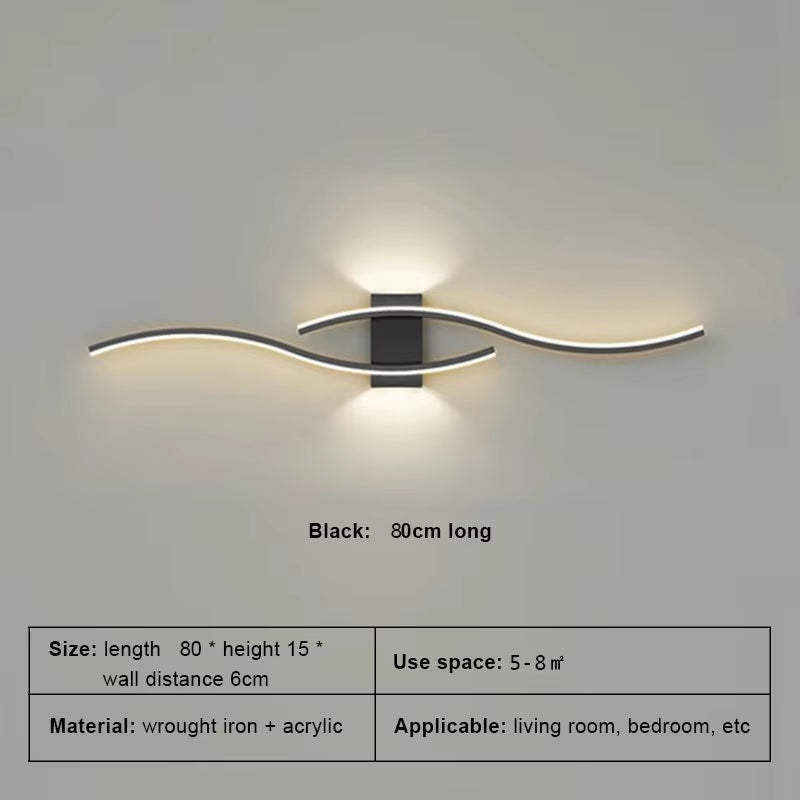 Moder LED Wall Lamp Long Strip Wall Lamps TV Background Decorative Lighting for Bedroom Living Room Home Indoor Lighting Fixture