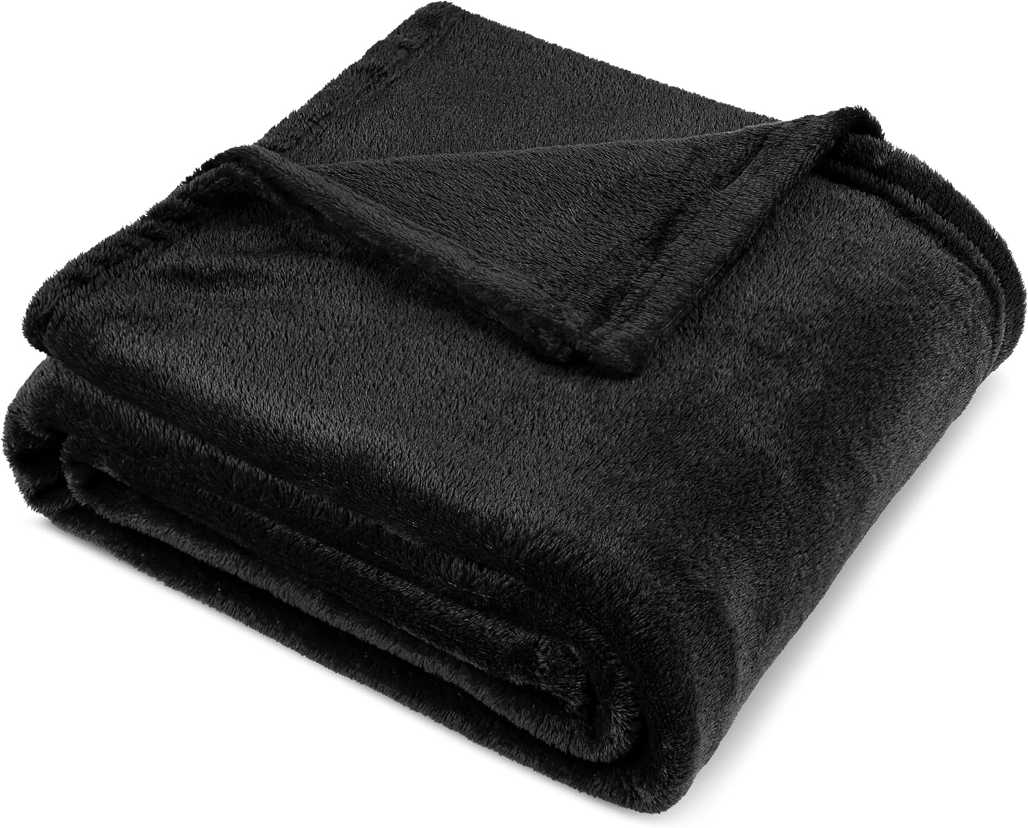 Black Fleece Bed Blanket Queen Size, Super Soft Fuzzy Flannel Throw for Couch Sofa, Luxury Plush Microfiber Large Throw Blanket Queen Bed, Home Cozy Velvet Gift Blanket, 90X90