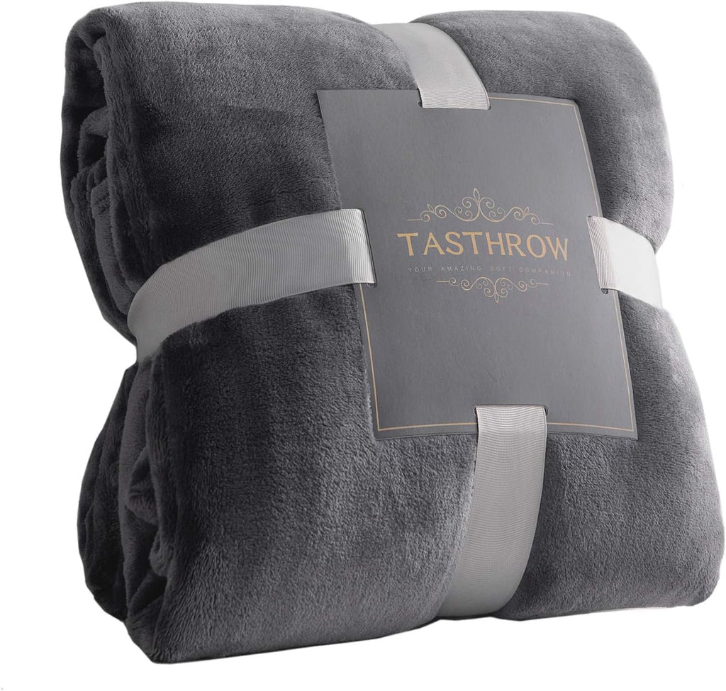 Large Flannel Fleece Throw Blanket, 90×90 Inch - Grey