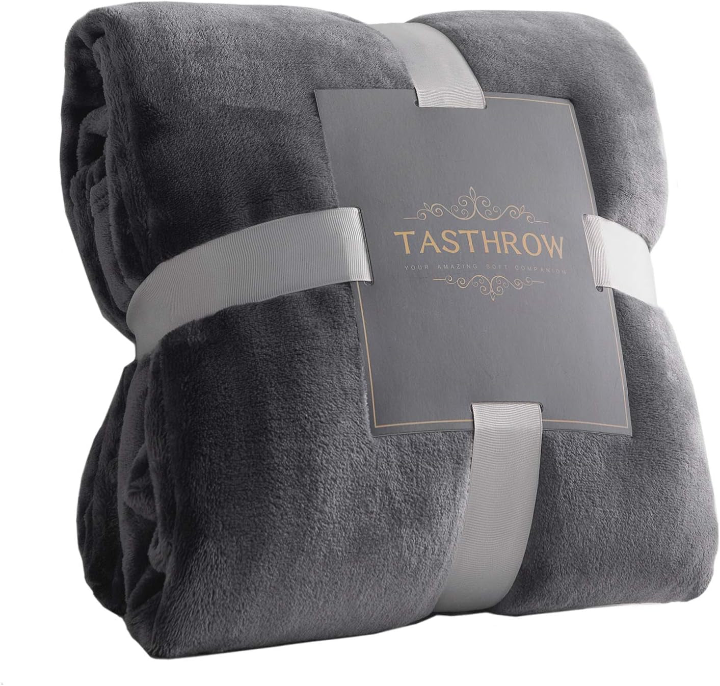 Large Flannel Fleece Throw Blanket, 90×90 Inch - Grey