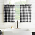Farmhouse Living Buffalo Check Window Tier Set, Black/White - 30" W X 24" L
