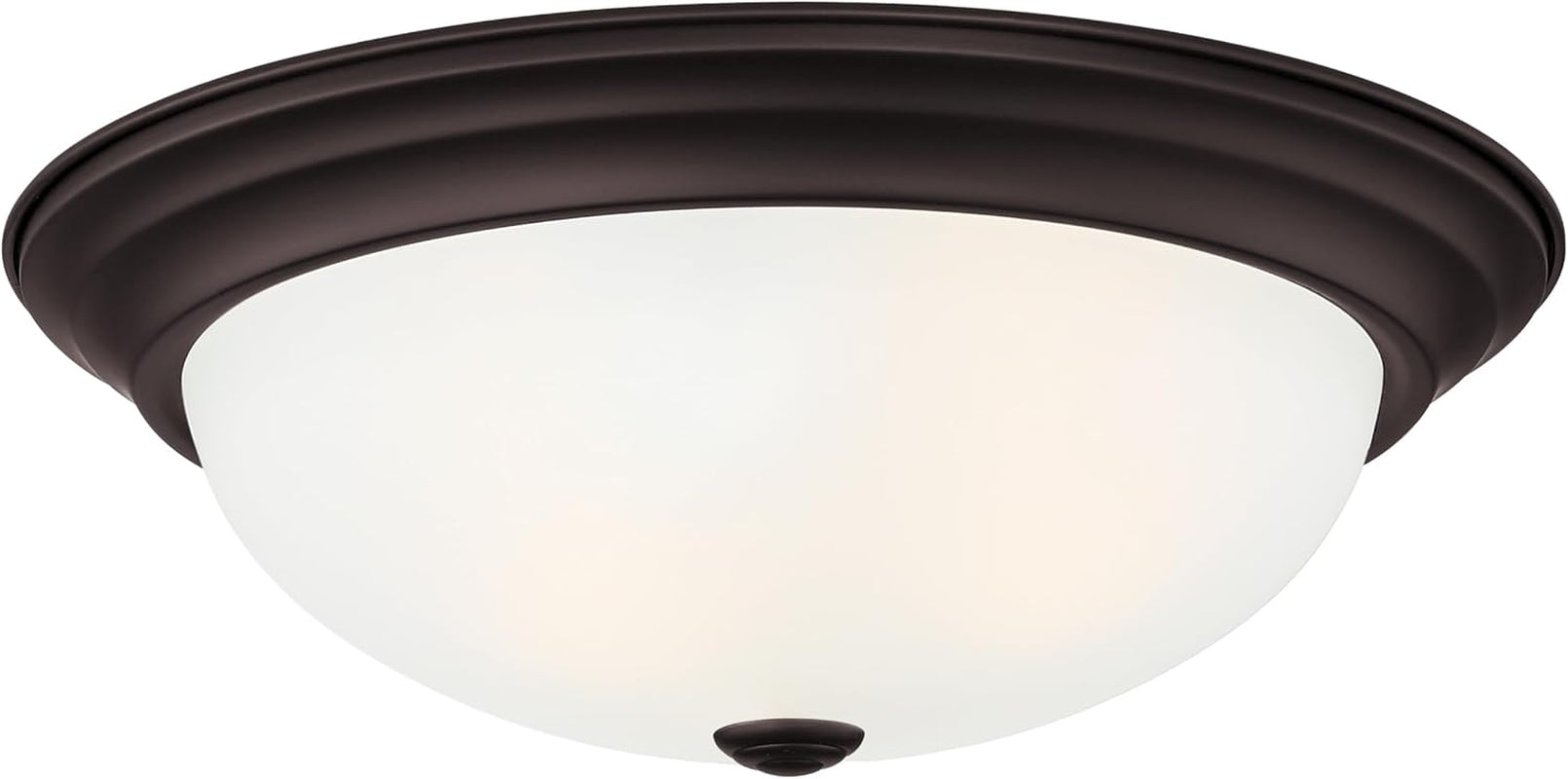 Reedley 2-Lights Flush Mount Ceiling Light, 11 Inch Lighting Fixture for Kitchen, Bedroom, Bathroom, and Hallway, Oil Rubbed Bronze with Etched Glass, 1257S-ORB-W
