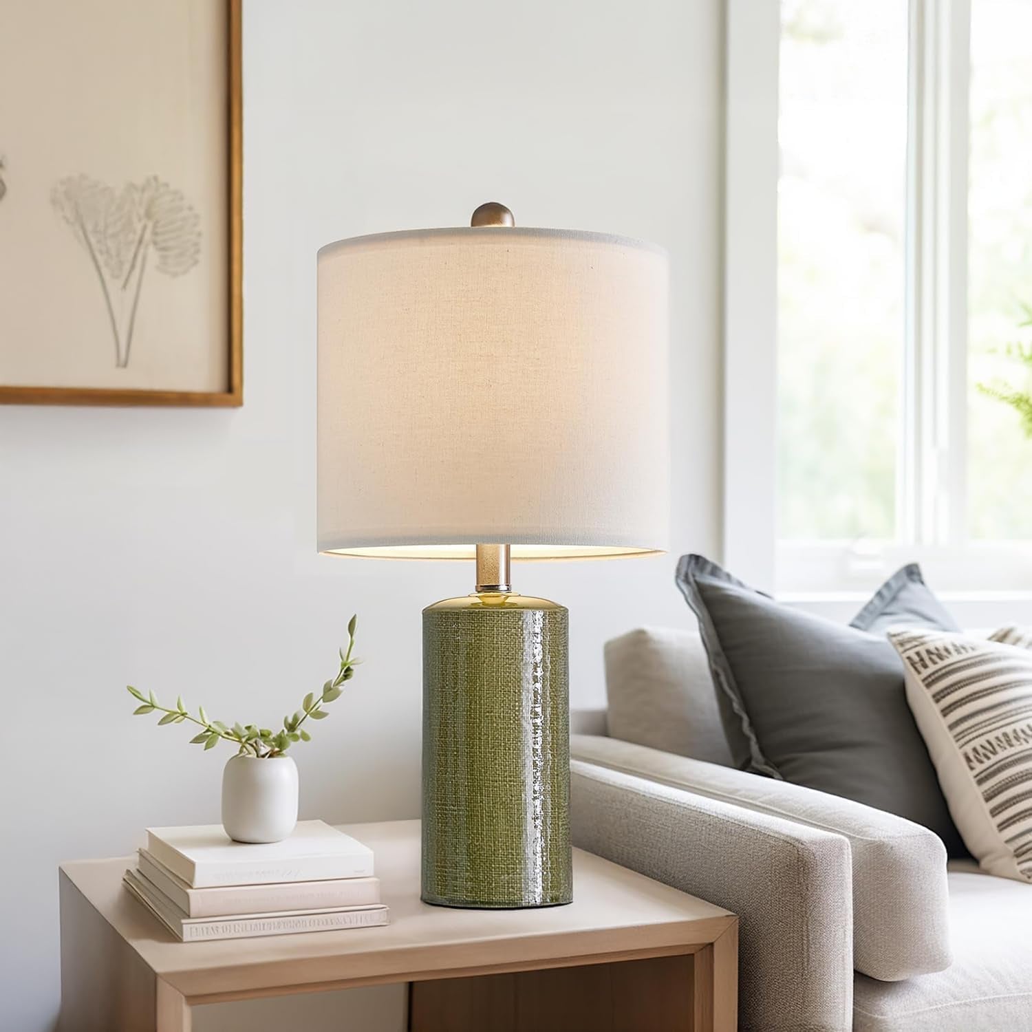 20.25" Small Table Lamps Set of 2 Modern Ceramic Lamps for Living Room