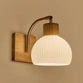Globe Milk White Glass Wall Lamp Nordic Solid Wood Wall Sconce Adjustable Bedroom Bedside Reading Lighting, Modern Retro Half Globe Wooden Home Decor Lighting Fixture for Loft Living Room