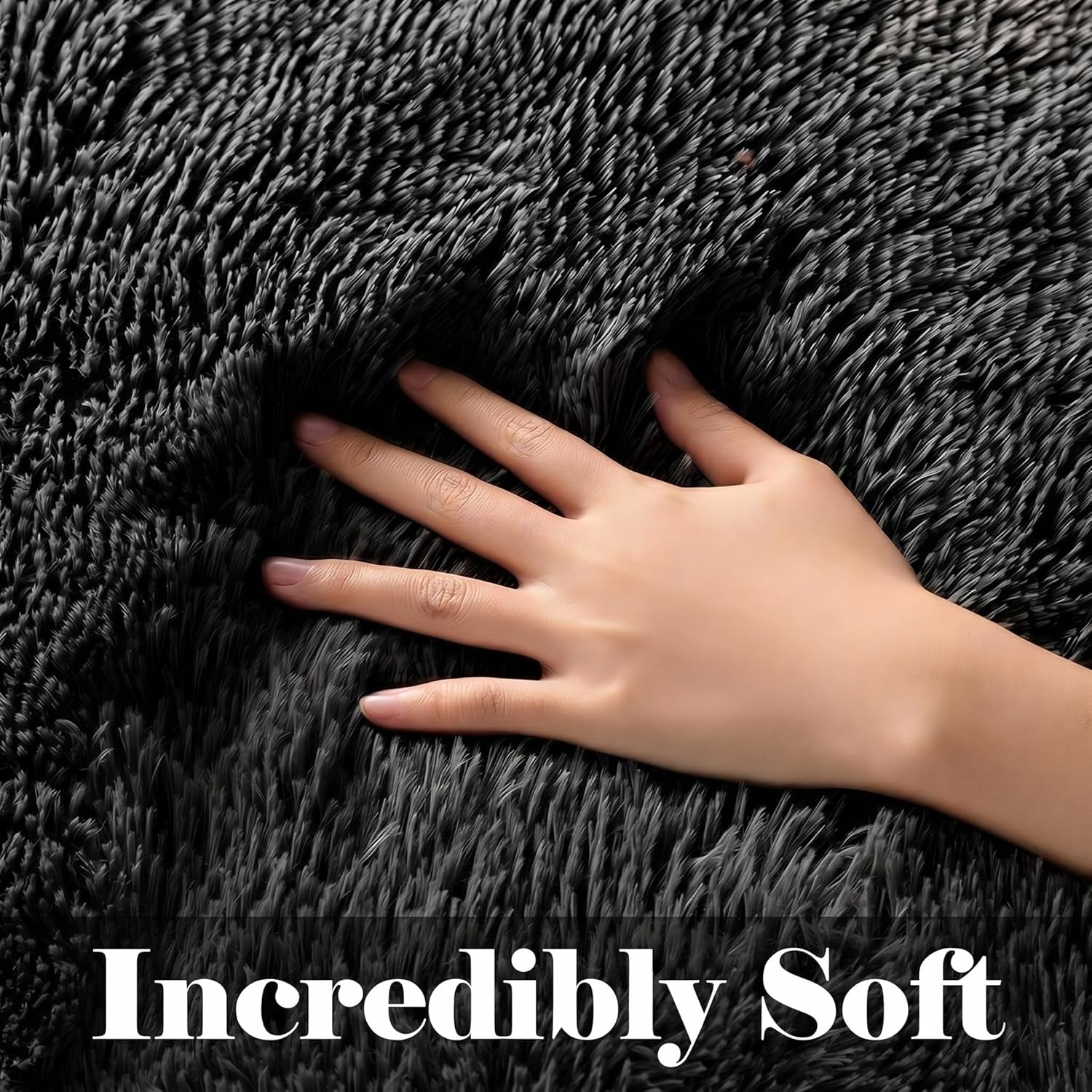 Black Runner Rugs for Bedroom Hallway, Fluffy 2X6 Bedside Soft Area Rug
