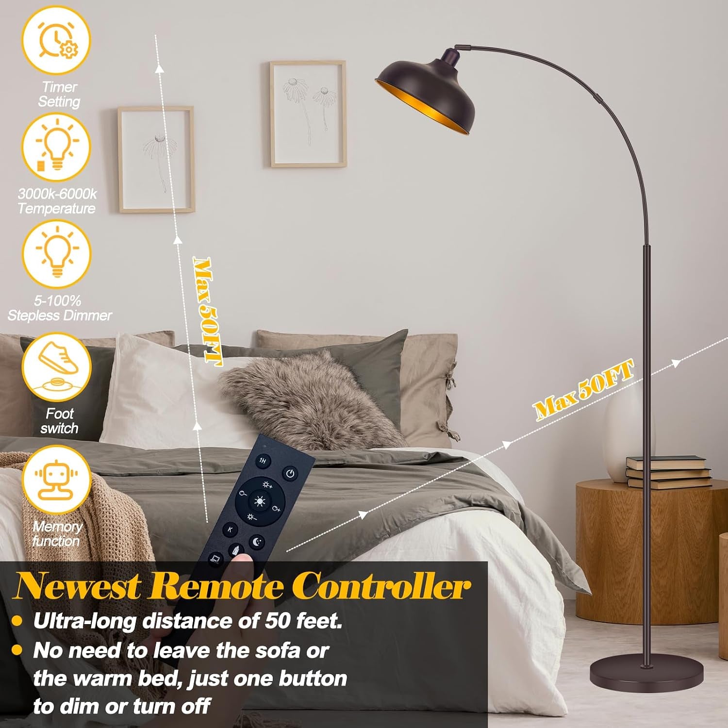 Arc Floor Lamps Bronze, Standing Lamps for Living Room Reading Lamps 70”