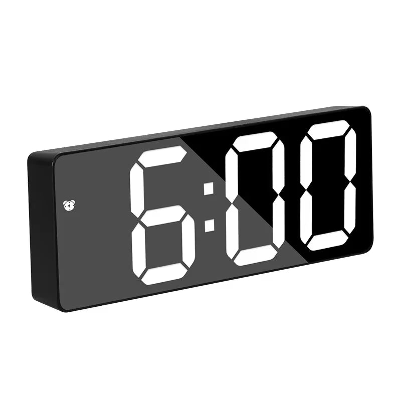 Smart Alarm Clock Bedside Table Led Alarm Clock Digital Children'S Electronic Alarm Clock Curved Screen Mirror Temperature