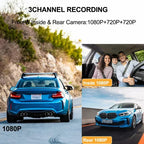 3-Channel Dash Cam, 1080p Front, Interior and Rear