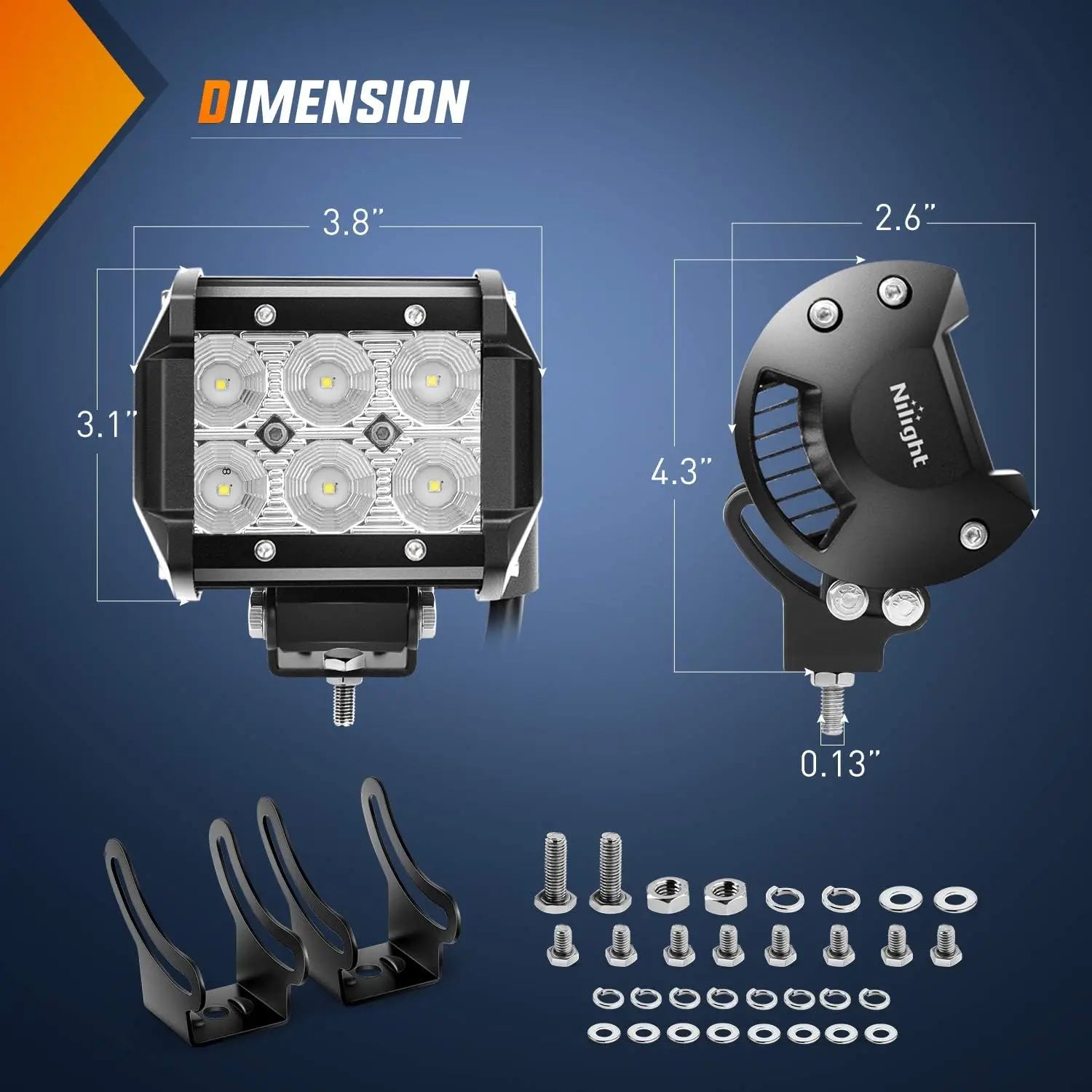 Nilight 4 Inch LED Pods, 4 Pack Flood Beam