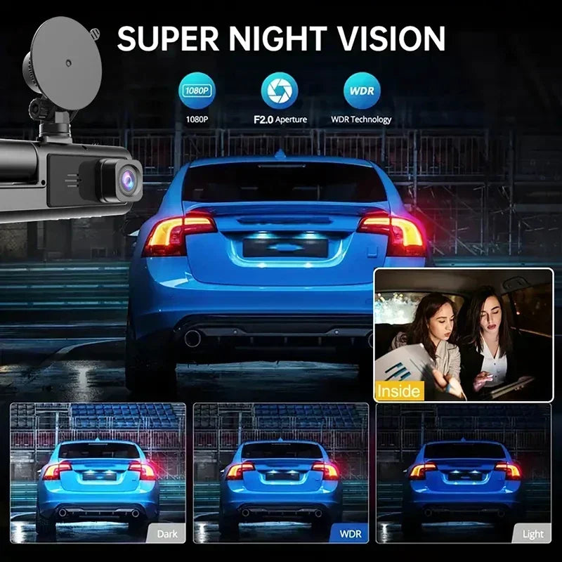 3-Channel Dash Cam, 1080p Front, Interior and Rear