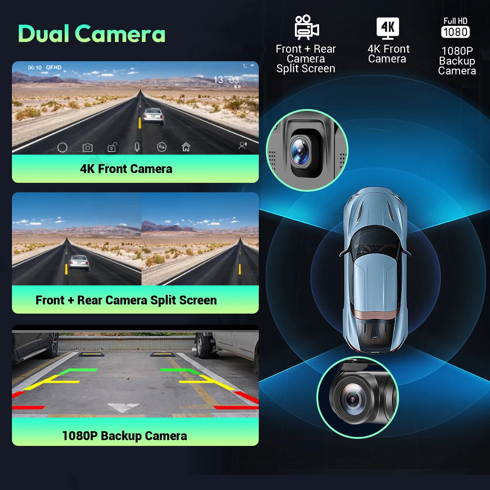 4K CarPlay Dash Cam with 10.26 Inch Touchscreen