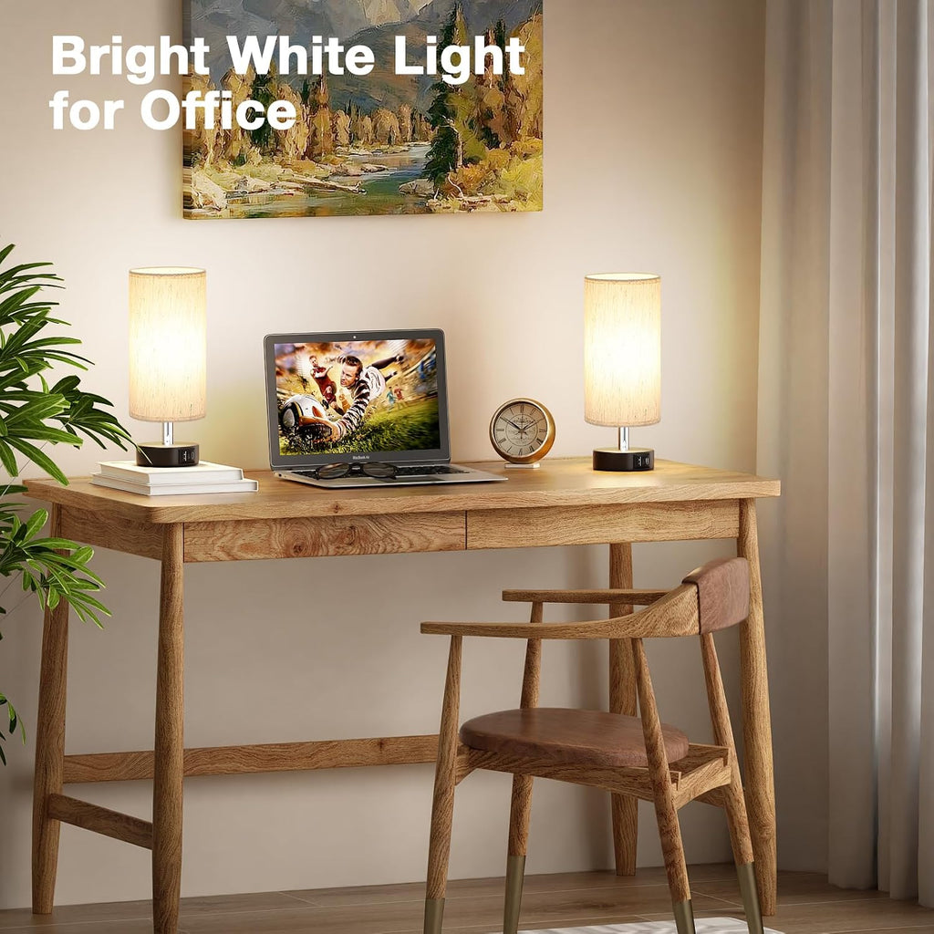 Small Table Lamps for Bedroom Set of 2 - Touch Lamps with 3 Way Dimmable