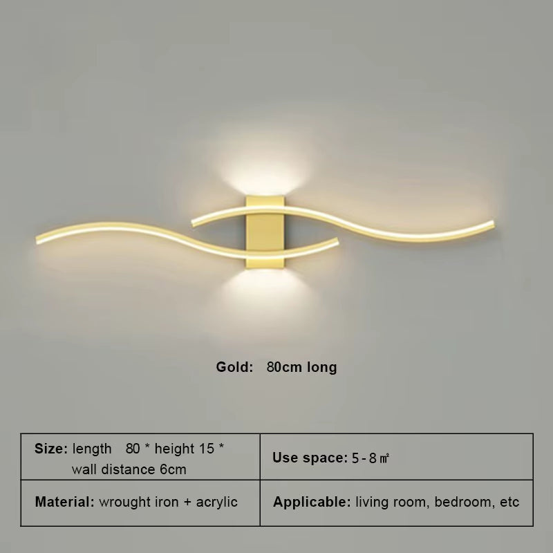 Moder LED Wall Lamp Long Strip Wall Lamps TV Background Decorative Lighting for Bedroom Living Room Home Indoor Lighting Fixture