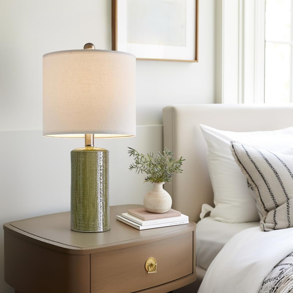 20.25" Small Table Lamps Set of 2 Modern Ceramic Lamps for Living Room