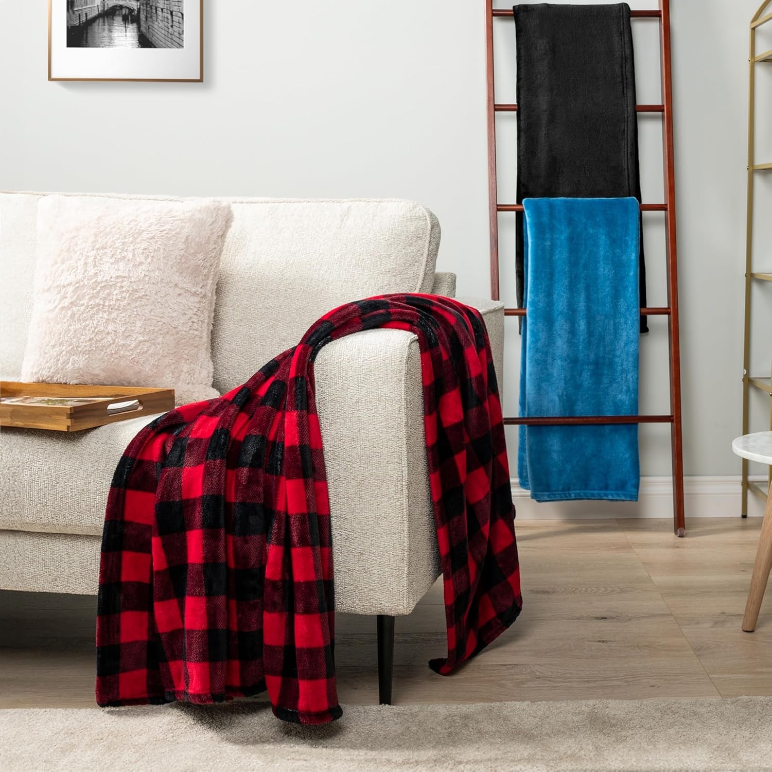 Black Fleece Bed Blanket Queen Size, Super Soft Fuzzy Flannel Throw for Couch Sofa, Luxury Plush Microfiber Large Throw Blanket Queen Bed, Home Cozy Velvet Gift Blanket, 90X90
