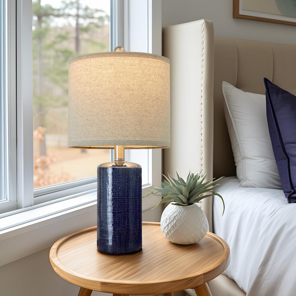 Small Table Lamps Set of 2 for Living Room 20.25" Blue Lamps Bedside Lamps