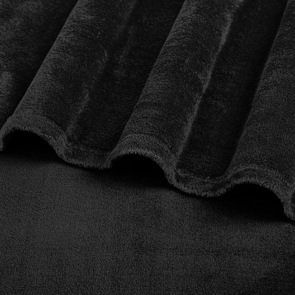 Black Fleece Bed Blanket Queen Size, Super Soft Fuzzy Flannel Throw for Couch Sofa, Luxury Plush Microfiber Large Throw Blanket Queen Bed, Home Cozy Velvet Gift Blanket, 90X90